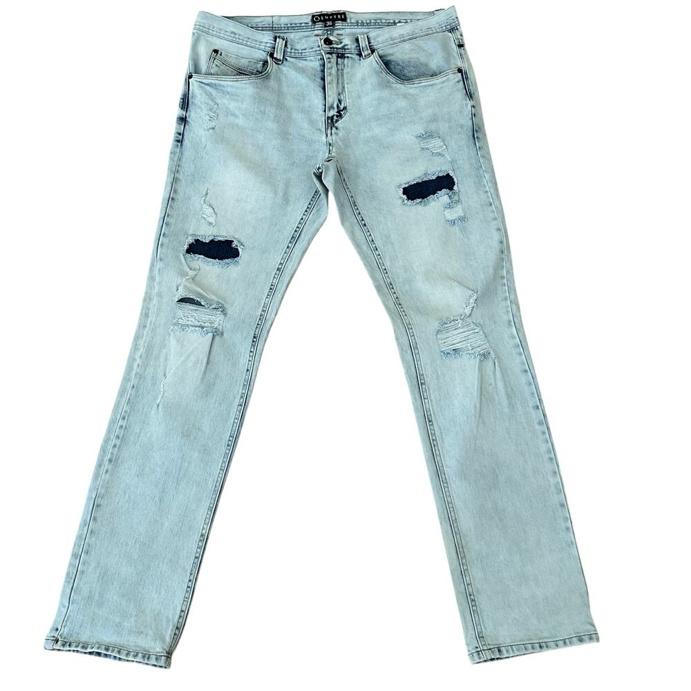 EMPYRE Men Skeletor Intentionally Distressed 5 Pocket Design Blue Jeans Size 36
